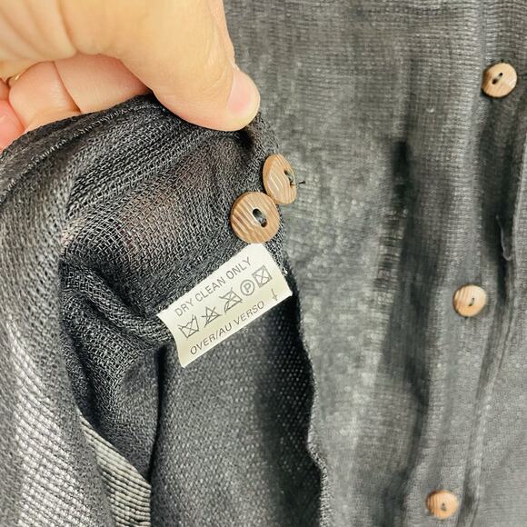 🍒 Vtg Liz Claiborne Sport Linen Blend Sheer Safari Button Up Down Sexy‎ Small - Picture 5 of 6